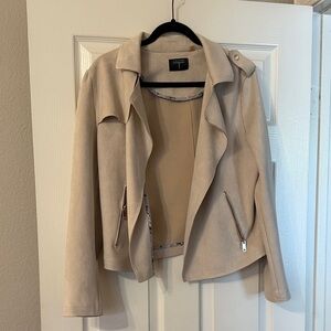 Tahari Cream Blazer with Zipper Accents
